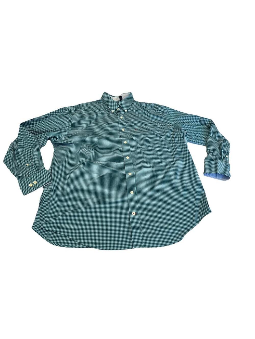 Men’s Izod Long Sleeve Blue&Black Plaid Button Up Shirt Size 2XL